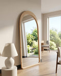 Grote Ovale Staande Spiegel – Naturel Hout