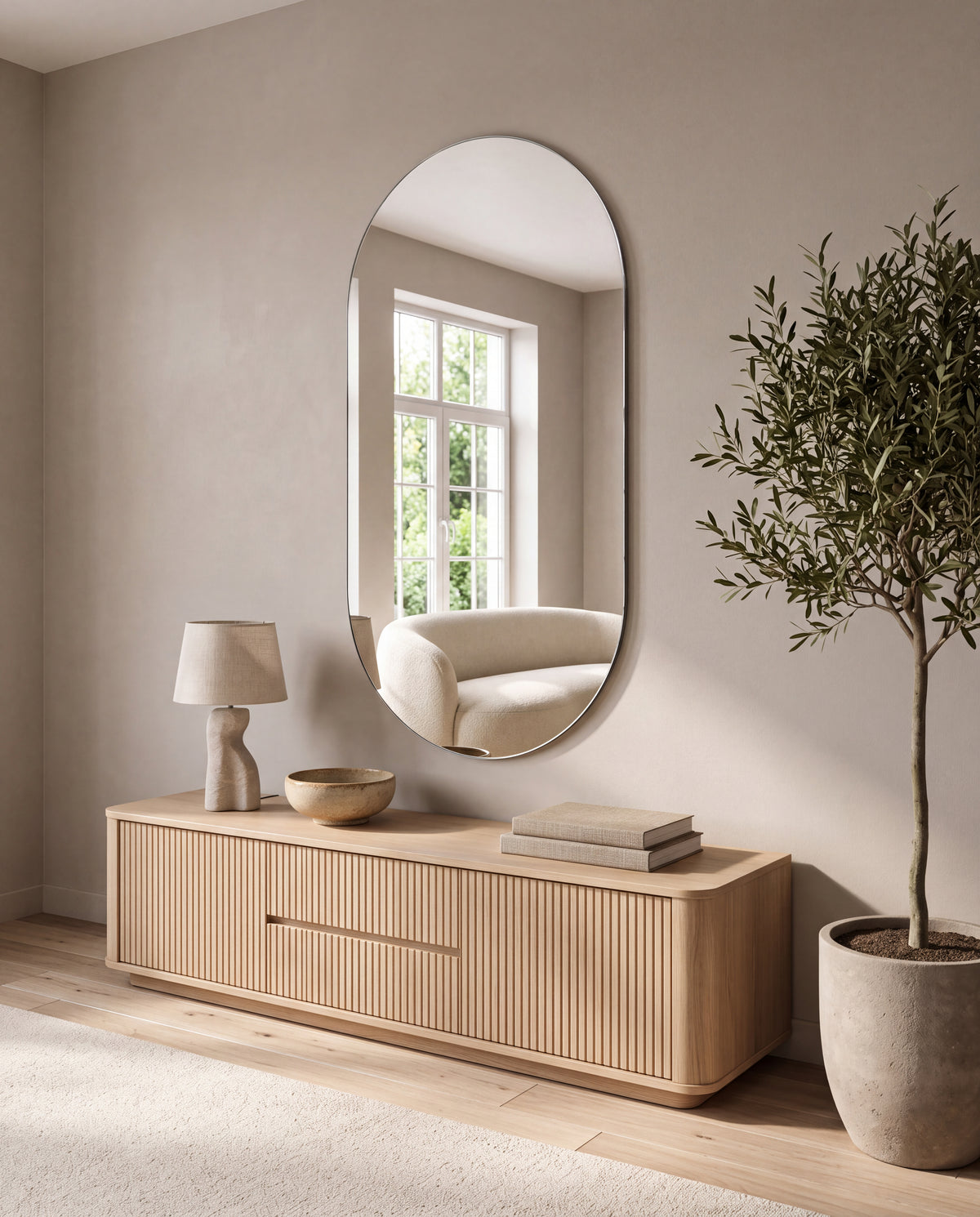 Ovale Wandspiegel Zonder Lijst – 100 x 60 cm