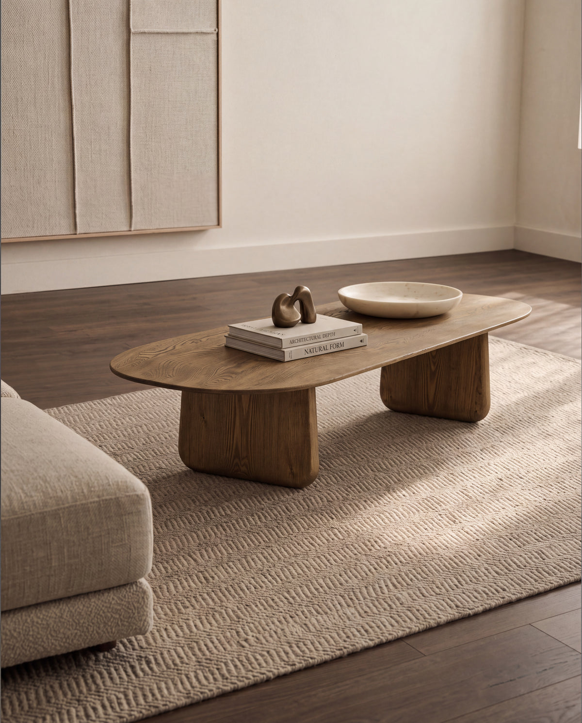 Organische Salontafel Massief Hout – 145 x 60 cm